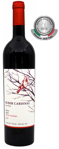 Vino tinto mexicano Ruber Cardinal Merlot Blend